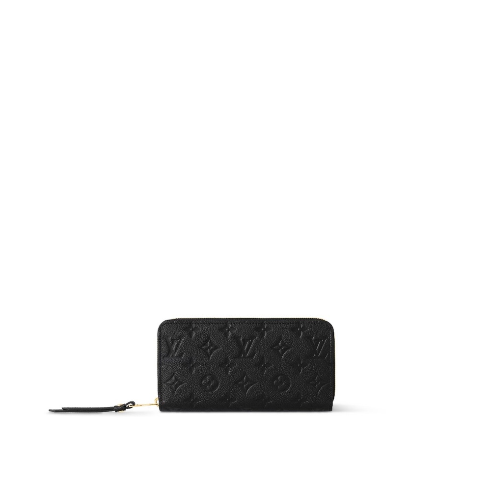 Like New — Louis Vuitton Black Monogram Zip-Around Wallet with Gold Hardware